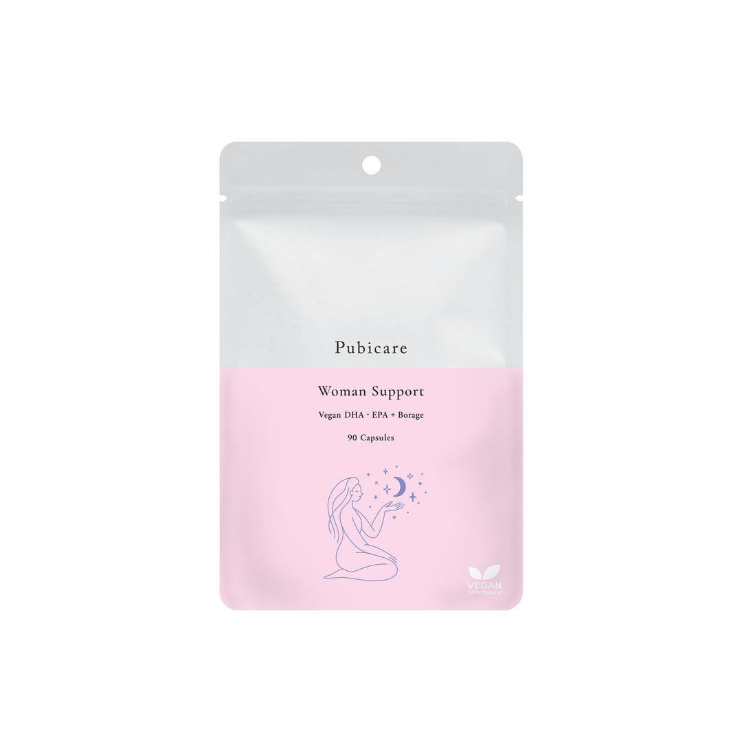 【女性の毎日・内側ケア】<br> ピュビケア ウーマンサポート ヴィーガンDHA +EPA ボラージオイル<br> 植物由来DHA・EPA配合<br> 毎日の健康習慣をサポート