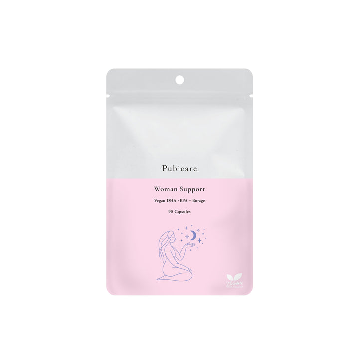 【女性の毎日・内側ケア】<br> ピュビケア ウーマンサポート ヴィーガンDHA +EPA ボラージオイル<br> 植物由来DHA・EPA配合<br> 毎日の健康習慣をサポート