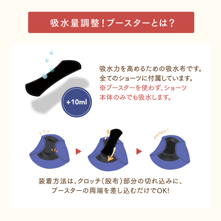 【軽い日〜普通日向け】<br>ブリーフ 吸水ショーツ<br>最大20ml吸水 軽い日〜普通日<br>オーガニックコットン ブースター対応<br>