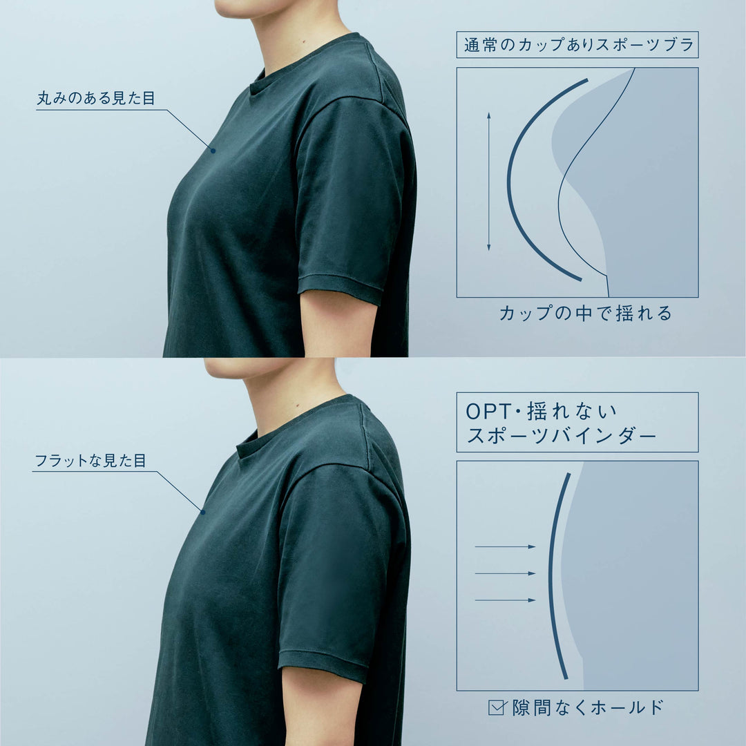 【動いてもズレない・快適フィット】<br> OPT ゆれないスポーツバインダー<br> 締めつけすぎない設計・長時間でも快適<br> スポーツ・日常使いOK